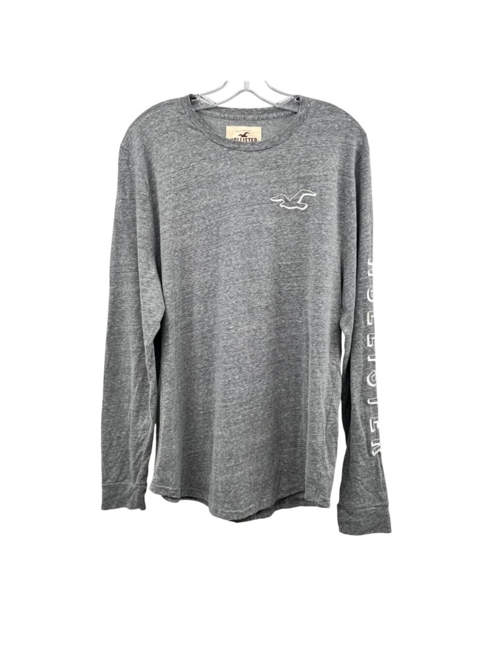 Hollister Mens Long Sleeve T-Shirt Gray/White Size XL